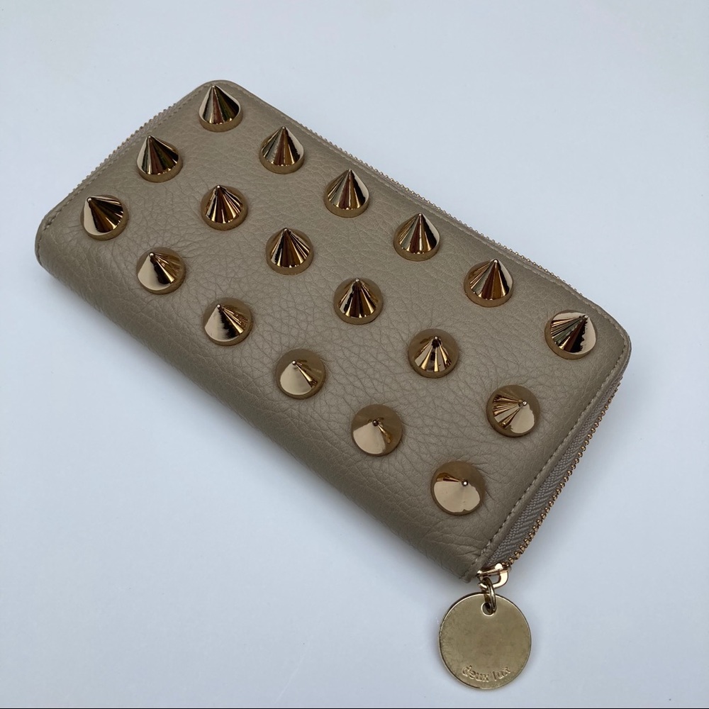 Leather studded wallet clutch